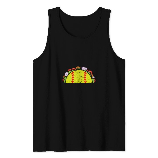 Taco Softball Funny Cinco De Mayo Softball Player Taco Lover Tank Tops