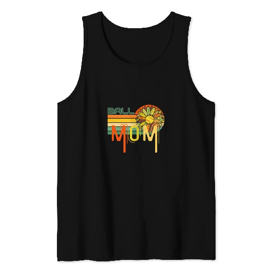 Sunflower Ball Auntie Softball Baseball For Women Mom Tank Tops