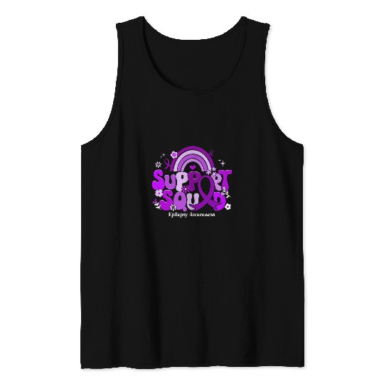 Support Squad Groovy Epilepsy Awareness Gifts Tank Tops