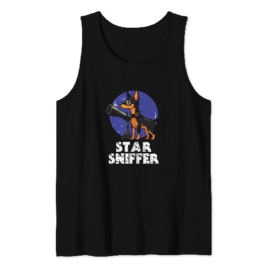 Miniature Pinscher Star Sniffer Funny Dog Astronomy Tank Tops