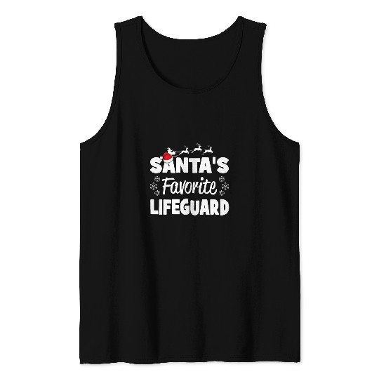 Santas Favorite Lifeguard Funny Christmas Matching Tank Tops