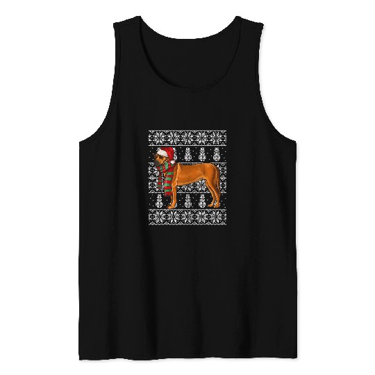 Santa Hat xmass Rhodesian Ridgeback Ugly Christmas 1 Tank Tops