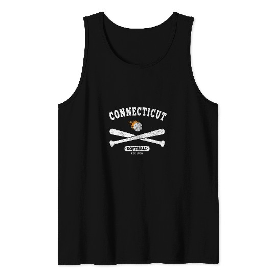 Connecticut Softball Classic Retro Style for Men Women Tank Tops