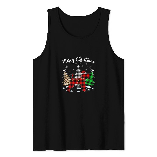 Leopard buffalo plaids Wire Fox Terrier Dog Christmas Pajama Tank Tops
