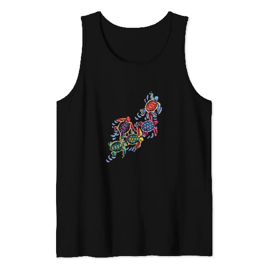 Kawaii Hatchling Turtle Gifts Baby Sea Turtle Art Tank Tops