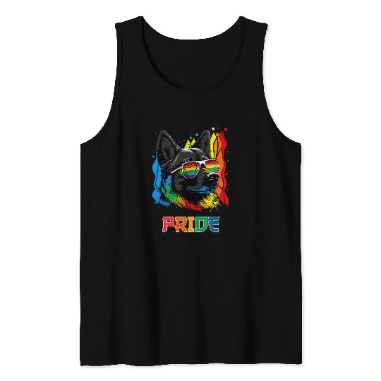 LGBT Lesbian Gay Pride Norwegian Elkhound Dog Tank Tops