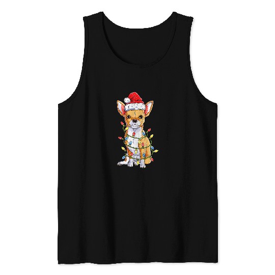 Kids Chihuahua Santa Christmas Tree Lights xmass Boys Dog Dogmas Tank Tops