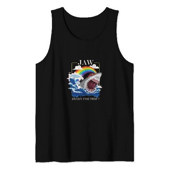 Jaw Ready For This s Funny rainbow Shark Lover Ocean Art Tank Tops