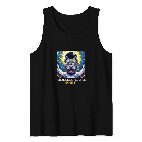 Scottish Terrier Dog Taking Selfie Solar Eclipse Tank Tops