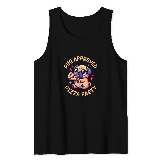 Pizza Kawaii Pug Foodie Dog Pug Approved Pizza Party Tank Tops