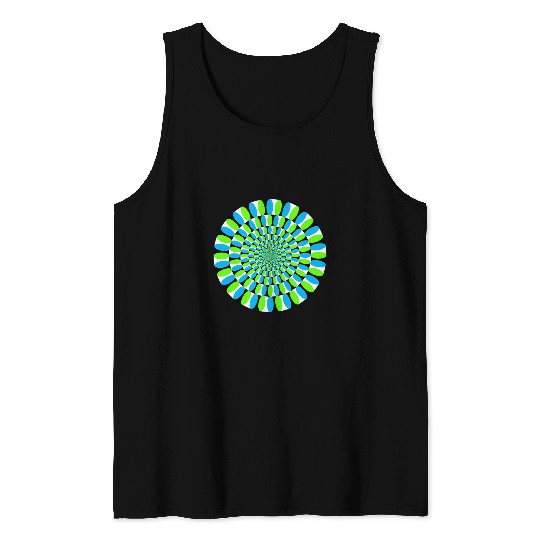 Retro Trippy Optical Illusion Colorful Art Pattern teal Tank Tops
