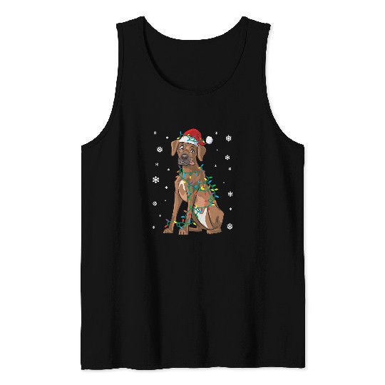 Rhodesian Ridgeback Wrapped In Christmas Lights Dog Tank Tops