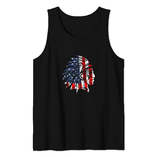 Native American USA Flag Indigenous People 4th Of July 1 Tank Tops