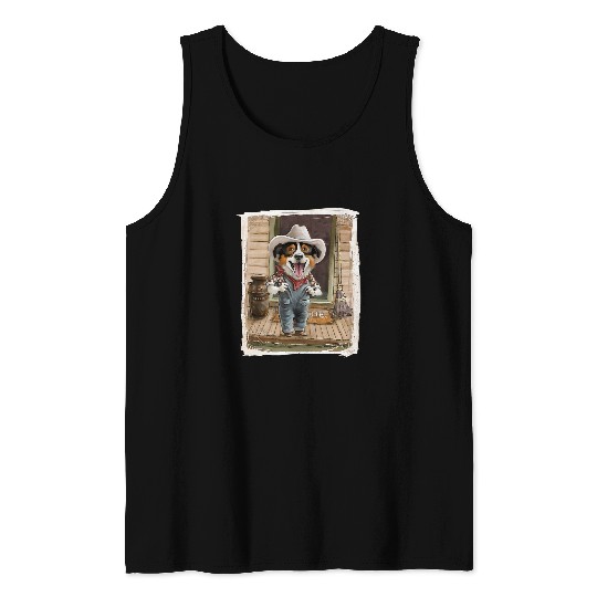 Rough Collie dog Funny farmer farmlife cowboy Tank Tops