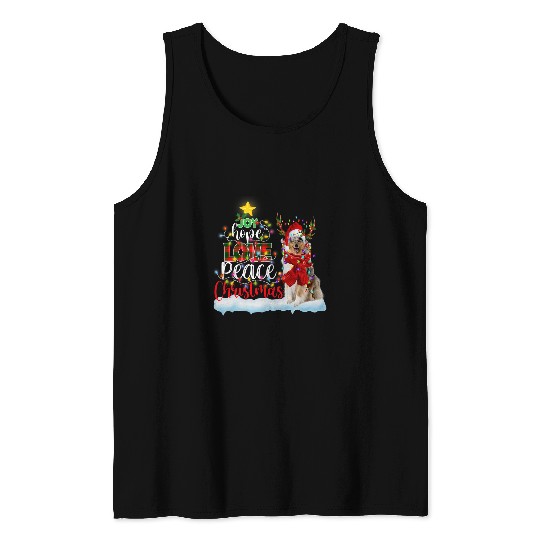 Rough Collie Santa Hat Reindeer Costume Christmas Light Tank Tops