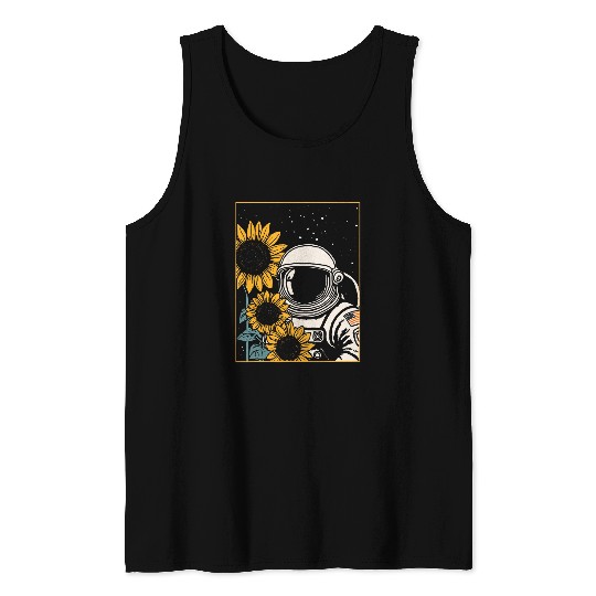Discover Space Explorer Sunflowers Astronaut Tank Tops