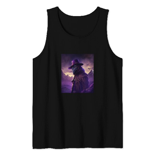 Purple Violet Plague Doctor Standing On Mountain Cool Art 23 Tank Tops