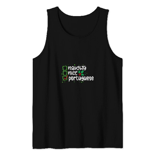 Portuguese Christmas Santas Naughty or Nice List Tank Tops