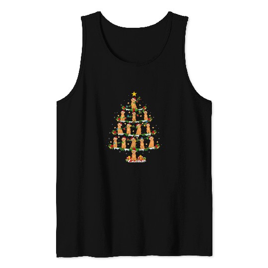 Dog Goldendoodle Xmas Lights Goldendoodle Dog Christmas Tree Tank Tops