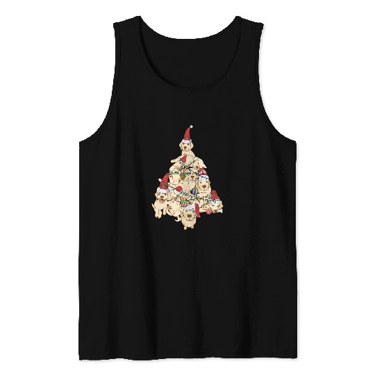 Labrador Lab Dog Lover Funny Christmas Xmas Tree Pile Tank Tops
