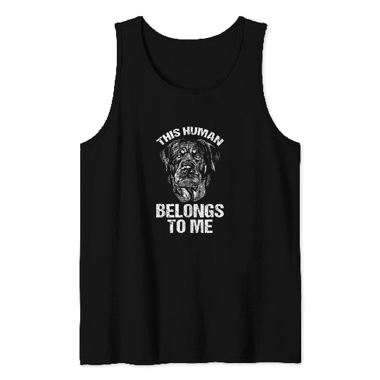 THIS HUMAN BELONGS TO ME says the Labrador dog Tank Tops