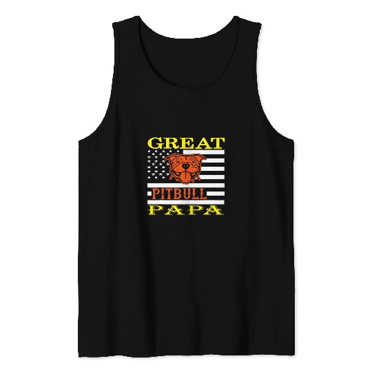 Top Dog Dad Celebrating Fathers Day My Great Pitbull Crew Tank Tops