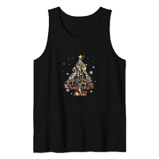 Dog Great Dane Christmas Tree Lights Funny Dog Xmas Gift T-Shirt Tank Tops