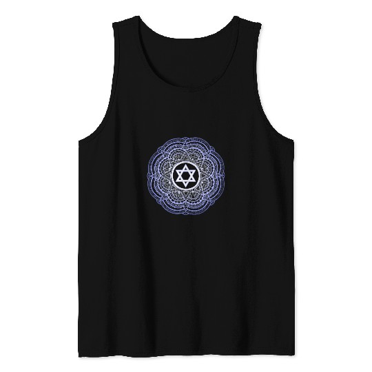 Star of David Jewish Star Mandala Tank Tops