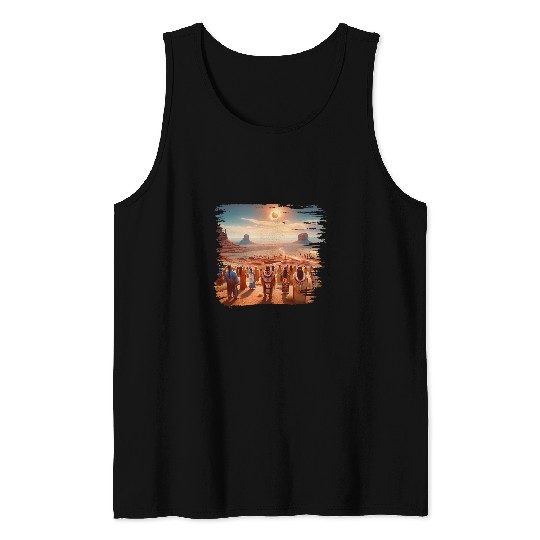 Native American Southwest Solar Eclipse American Retro Tank Tops