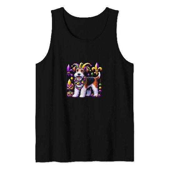 Mardi Gras Wire Hair Fox Terrier Tank Tops