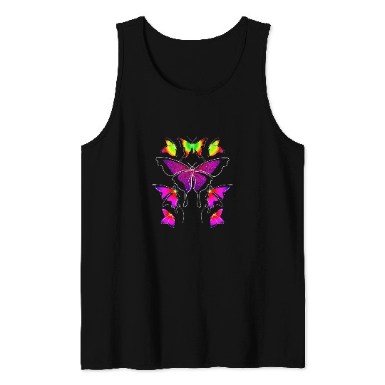 Line Art Aesthetic Pastel Butterfly Feminine Minimalist Tank Tops