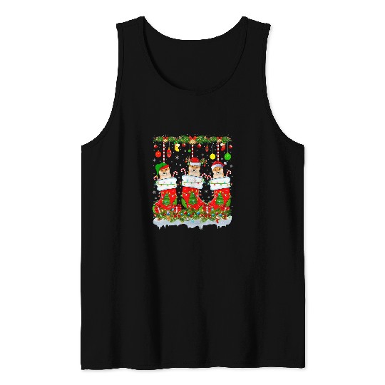 Dog Shiba Inu Funny Shiba Inu Dog In xmass Socks Lights Christmas Tank Tops