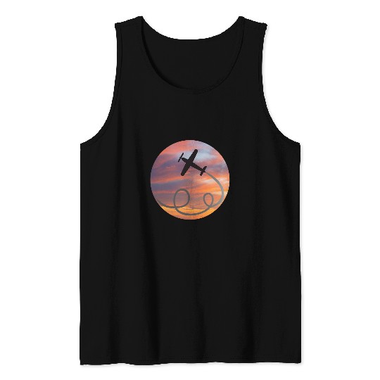 Airplane Flying In Flight Pilot Aviator Aviation Themed Tank Tops