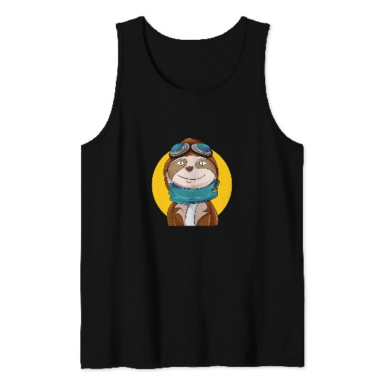 Aviator Sloth Pilot Tank Tops