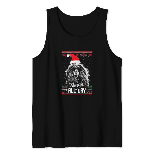 Sleigh all Day Funny Afghan Hound Christmas 1 Tank Tops