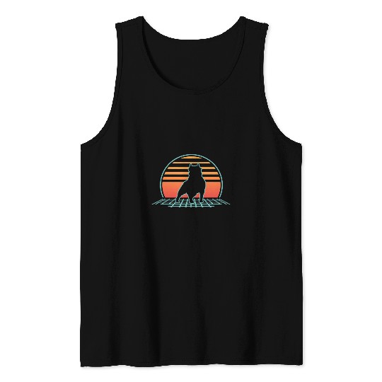 Staffordshire Bull Terrier Dog 80s Retro Vintage Tank Tops