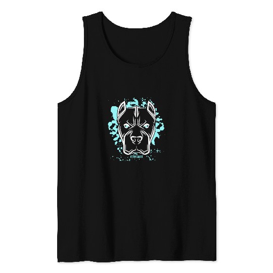 Gym Bulldog Head Blue Cool Fitness Workout Gym Training Tank Tops