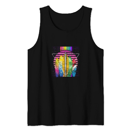 Surf Water Sport Tropical Surfboard Surfer Vaporwave Surfing Tank Tops