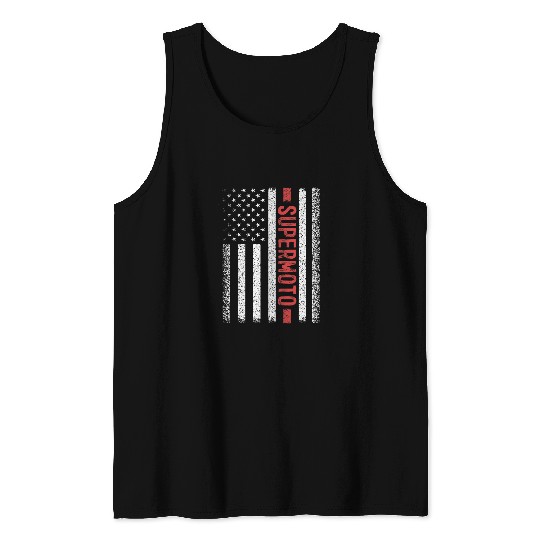 Supermoto American Flag 4th of July Motorcycle Racer Tank Tops