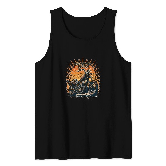 Stunning Retro vintages Classic Motorcycle Chopper Sunset Tank Tops