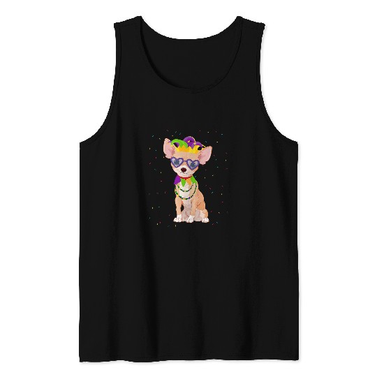 Mardi Gras Chihuahua Funny Dog Tank Tops