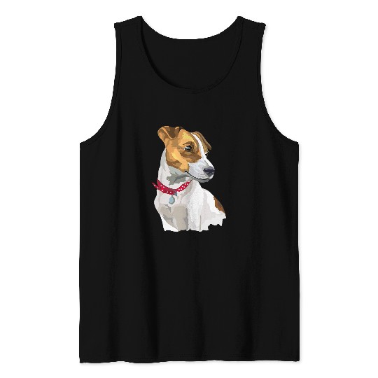 Jack Russel Terrier Portrait Shirt. Dogs Lover Painting Art Tank Tops