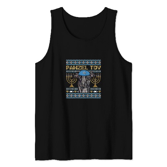Dog Grayhound Pawzel Tov Jewish Italian Greyhound Dog Funny Hanukkah Tank Tops