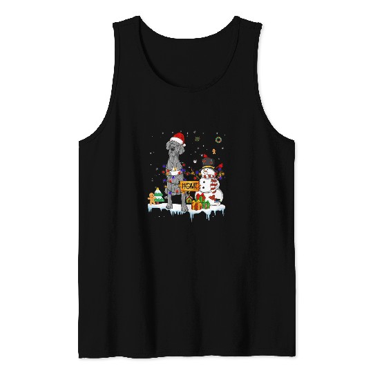 Dog Great Dane Christmas Snowman Santa Hat Tree T-Shirt Tank Tops