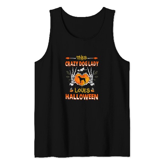 This crazys Dog Lady German Shorthaired Loves Halloween Tank Tops