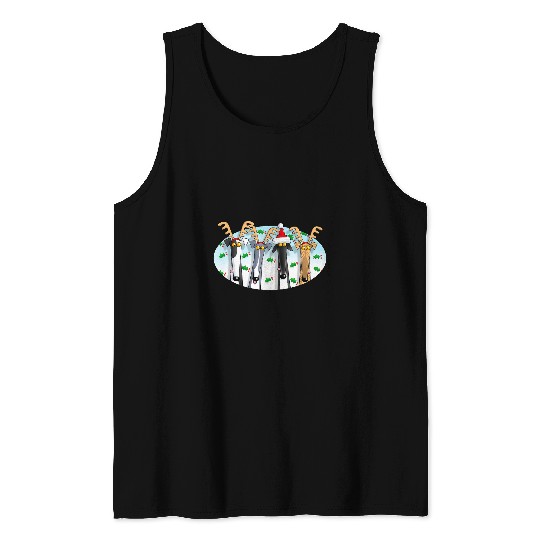 Dog Grayhound Novelty Design Greyhound Antlers Cute And Funny Xmas Tank Tops