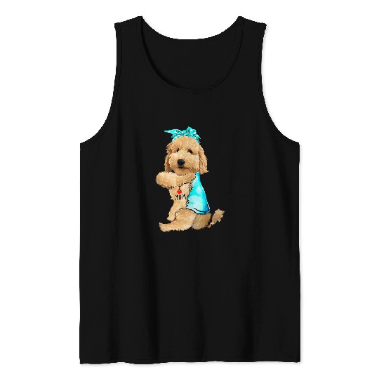 Dog Goldendoodle Tattoo I Love Mom T-Shirt Tank Tops