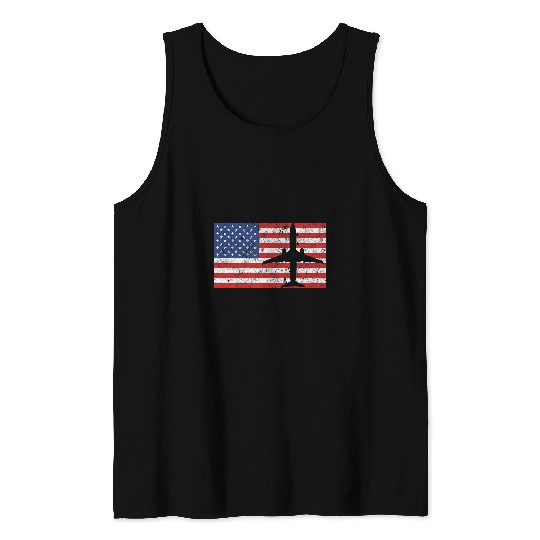 Airplane Pilot Flight Attendant 4th of July Men Women Tank Tops