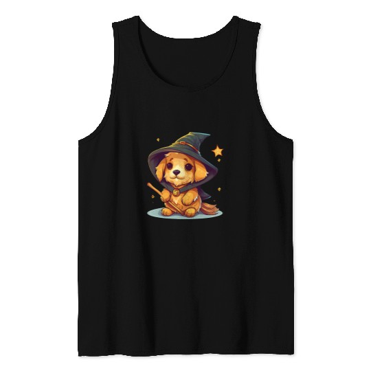 Magical Wizard Golden Retriever Tank Tops