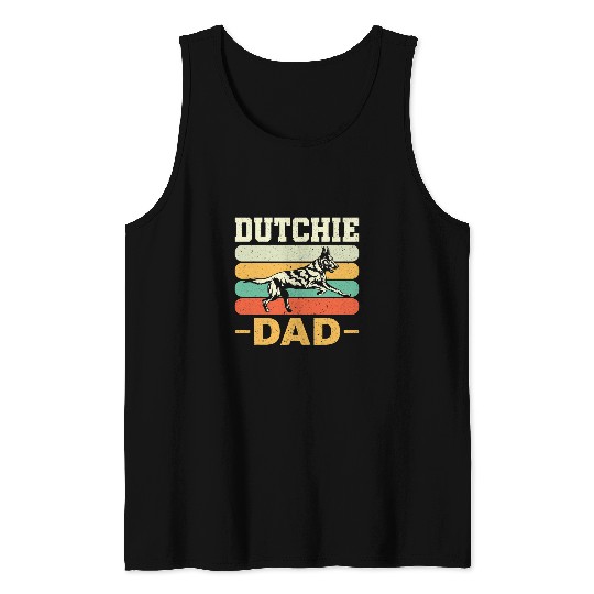 Mens Dutch Shepherd Retro Dutchie Dad Dog Dad Dutch Shepherd Tank Tops